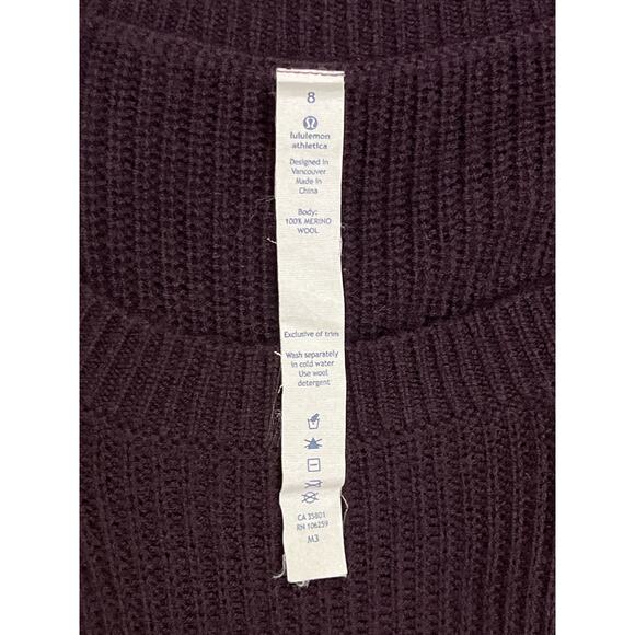 Lululemon Merino Wool Sweater Purple Women'sSize 8 Thumbhole Knit Pullover - Picture 2 of 9